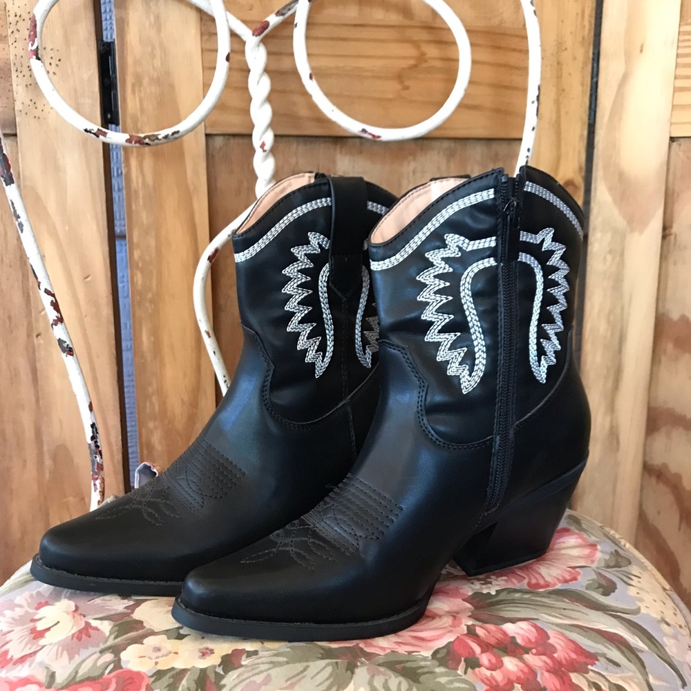 Black Western Ankle Boots